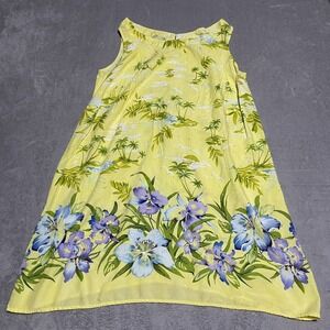 Vintage R&K Original Dress Womens‎ 20W Yellow Floral Beaded Tank Hawaiian Beach